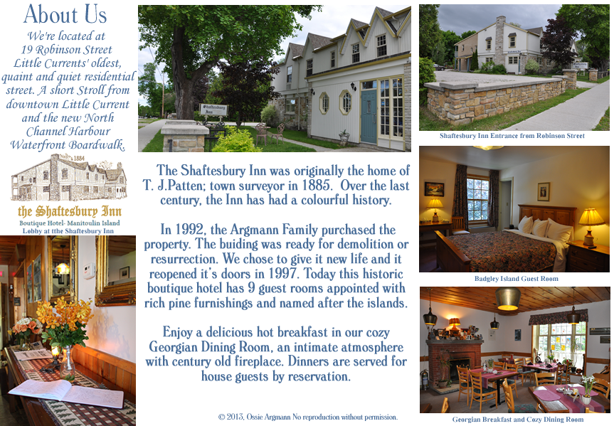 Shaftesbury Inn Ontario Canada About the Shaftesbury Inn on Manitoulin Island, Little Current, Ontario